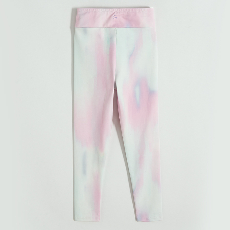 Κολάν 2 τμχ γυμναστικής φούξια και μωβ με εφέ tie dye
