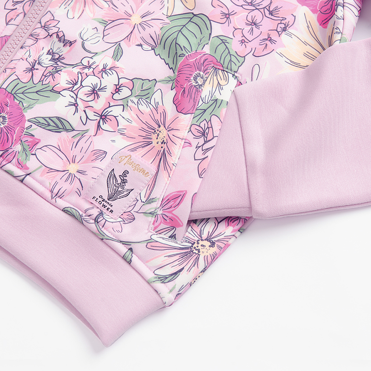 Pink floral zip through sweatshirt