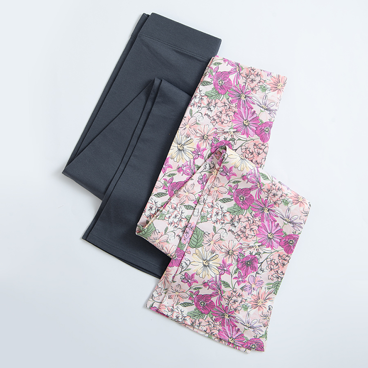 Grey and pink floral jeggings- 2 pack