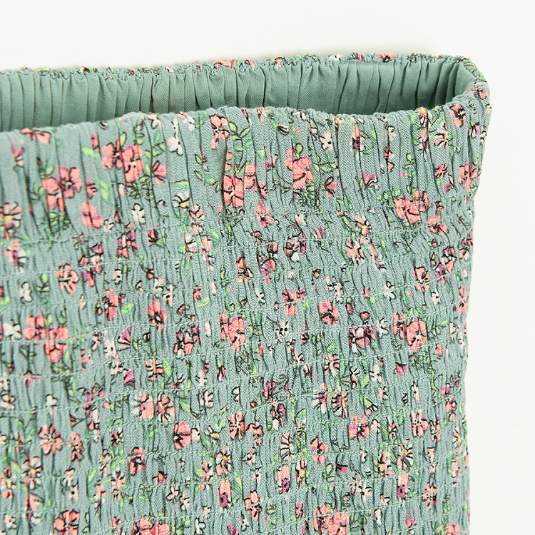 Green floral skirt with elastic waist