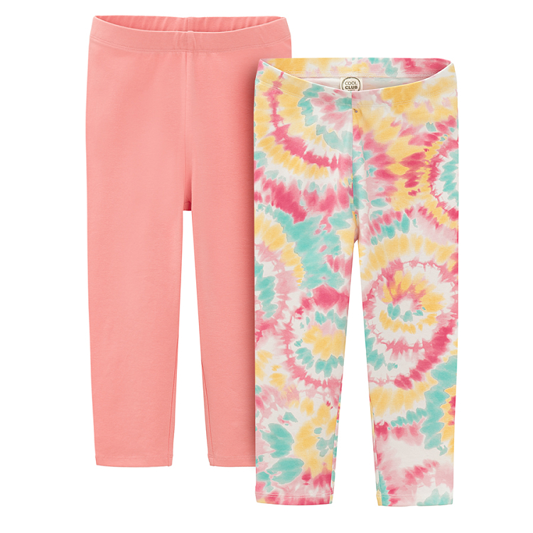 Tie dye and light pink leggings- 2 pack