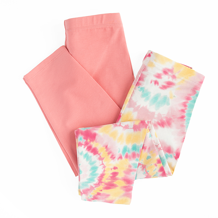 Tie dye and light pink leggings- 2 pack