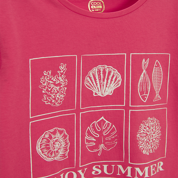 Pink T-shirt with Enjoy summer print