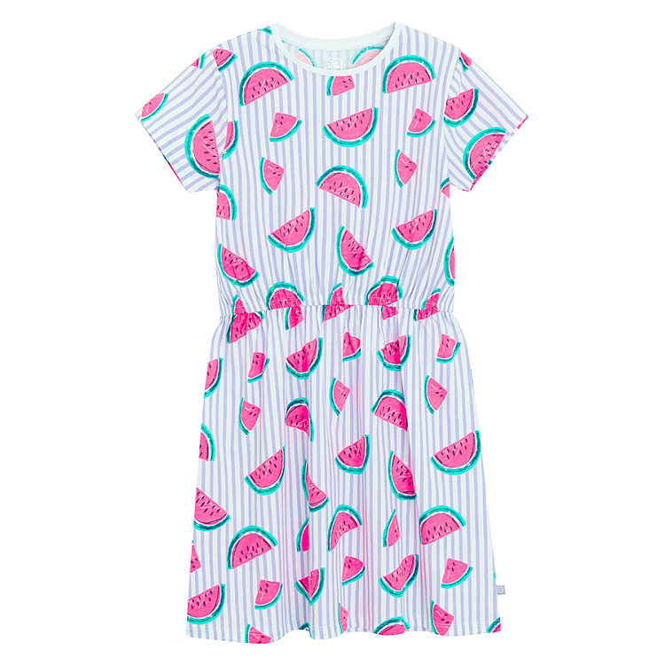 Short sleeve dress with watermelons print