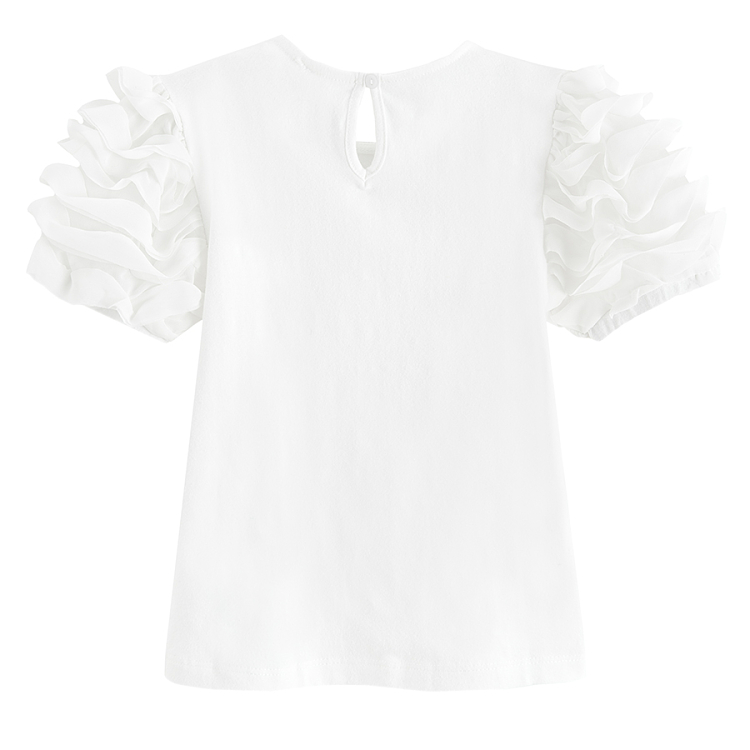 White T-shirt with puffy short sleeves