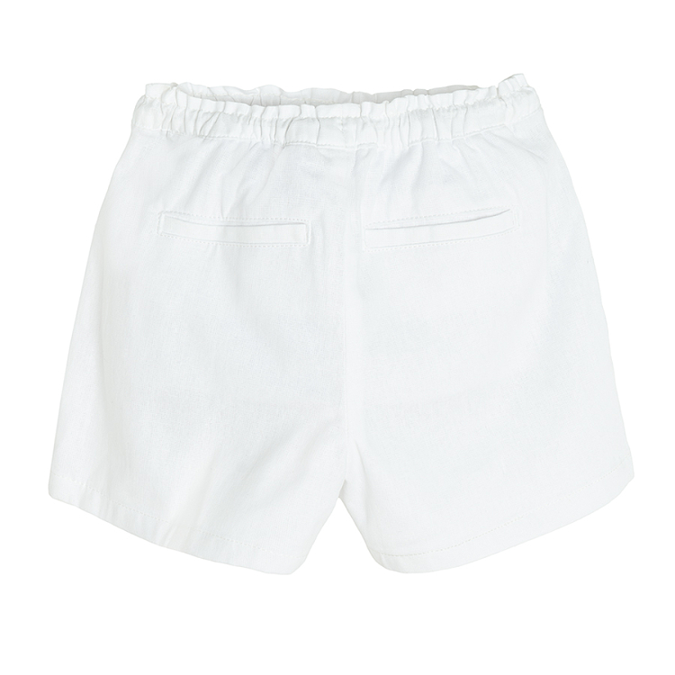 White high waist shorts with elastic waist