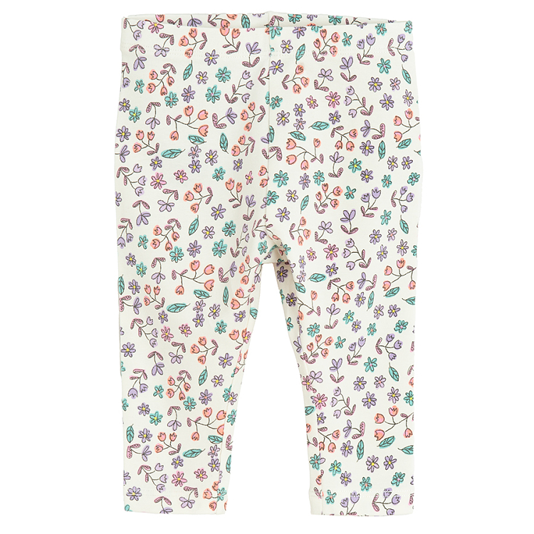 Mint, purple and floral leggings- 3 pack