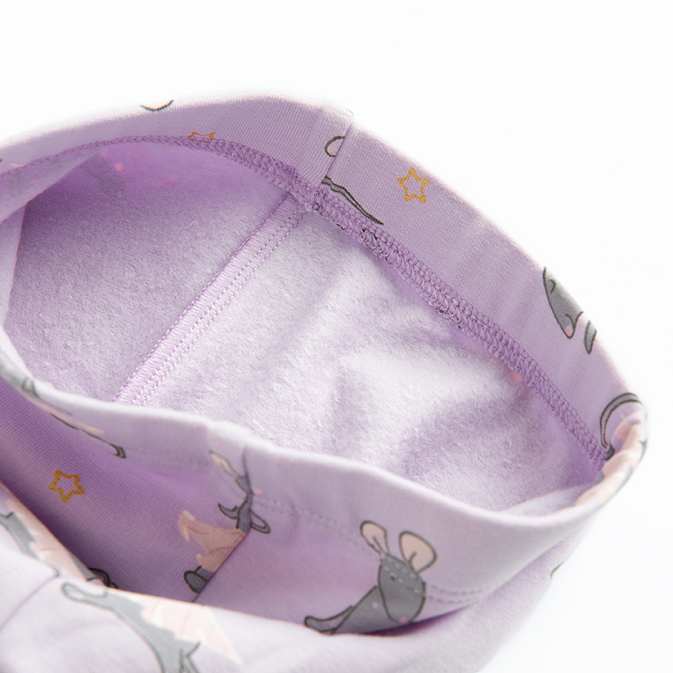 Violet leggings with mouse ballerina print