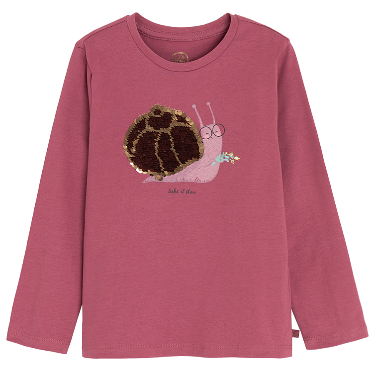 Burgundy blouse with snail print