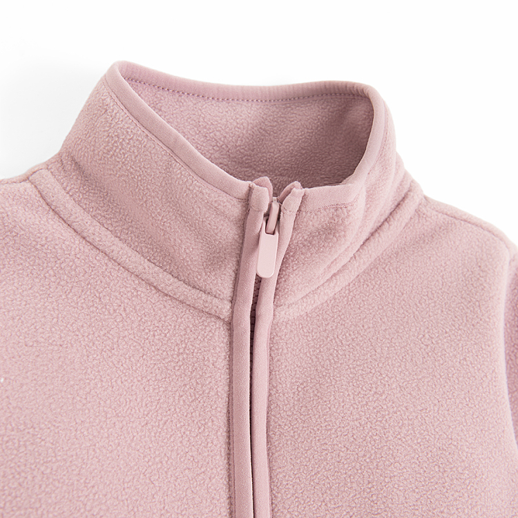 Ζακέτα fleece ροζ με στάμπα σκυλάκι και αυτάκια στις τσέπες