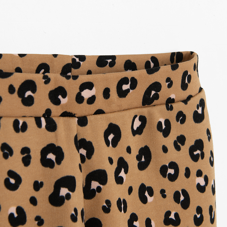 Κολάν καφέ με animal print και επένδυση fleece