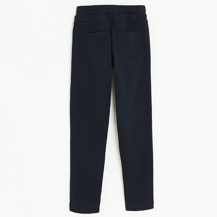 Blue jeggings with gold stripe