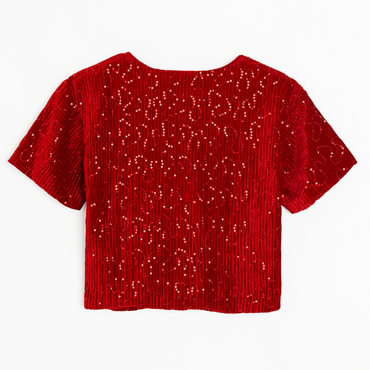 Red short sleeve blouse