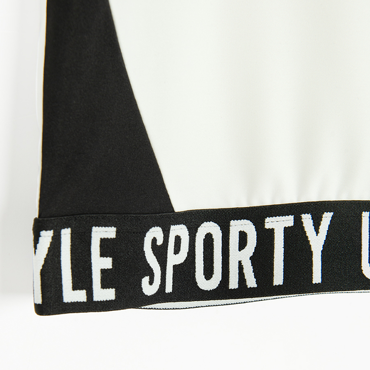 Μπλούζα κοντομάνικη crop top με στάμπα SPORTY