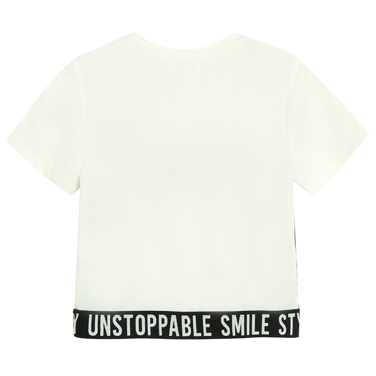 Μπλούζα κοντομάνικη crop top με στάμπα SPORTY