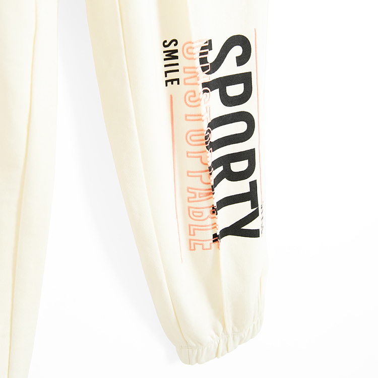 Φόρμα λευκή με λάστιχο στη μέση SPORTY UNSTOPPABLE