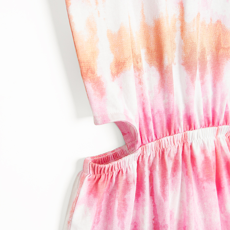 Φόρεμα αμάνικο με cut out στη μέση και εφέ tie dye