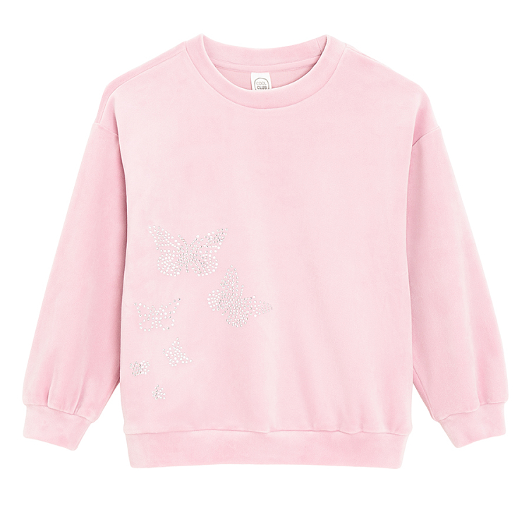 Σετ ένδυσης 2 τμχ ροζ φούτερ και παντελόνι φόρμα καμπάνα