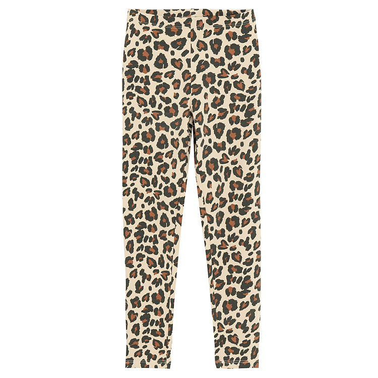 Κολάν 2 τμχ μπεζ animal print γκρι με στάμπα πεταλούδες