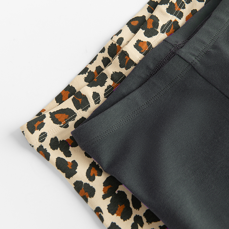 Κολάν 2 τμχ μπεζ animal print γκρι με στάμπα πεταλούδες