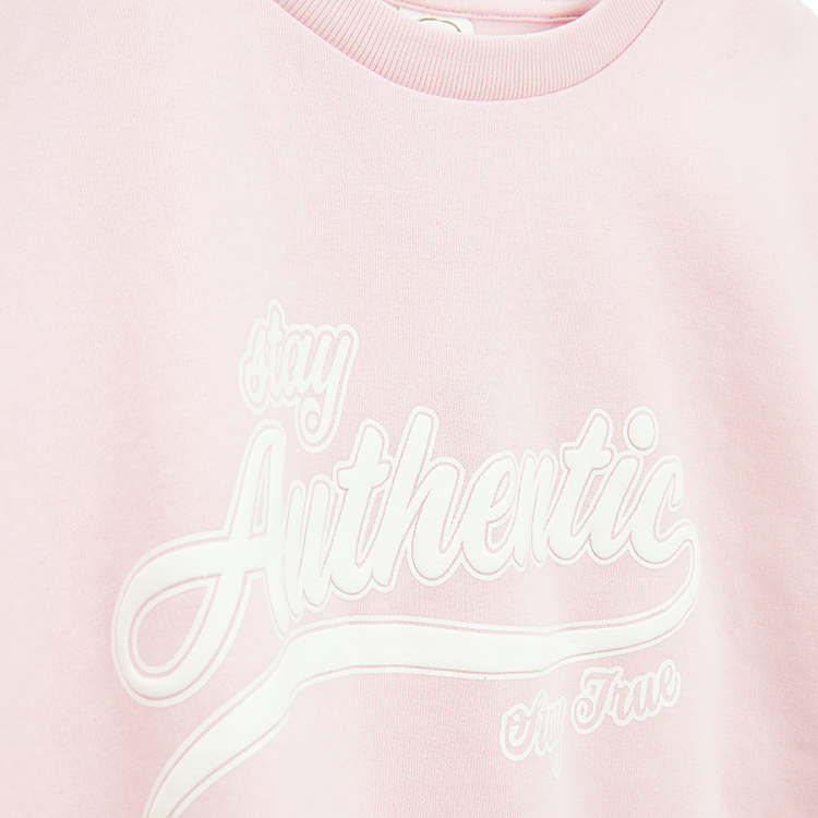 Φούτερ ροζ με στάμπα Authentic