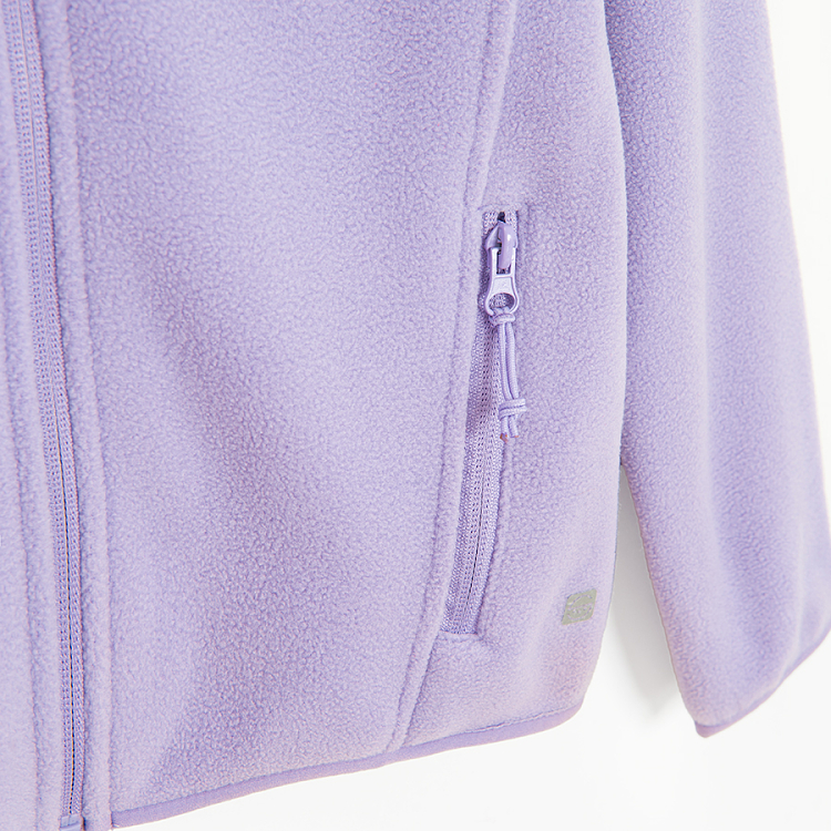Ζακέτα λιλά fleece με φερμουάρ