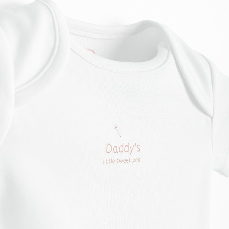 Φορμάκι κοντομάνικο 4 τμχ. λευκό και ροζ I LOVE MUMMY, I LOVE DADDY