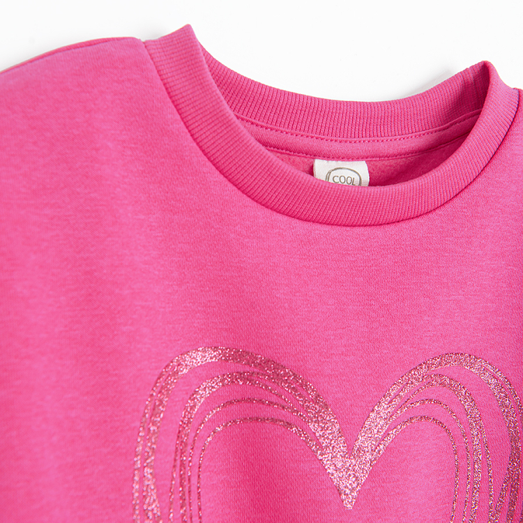 Pink sweatshirt with heart print