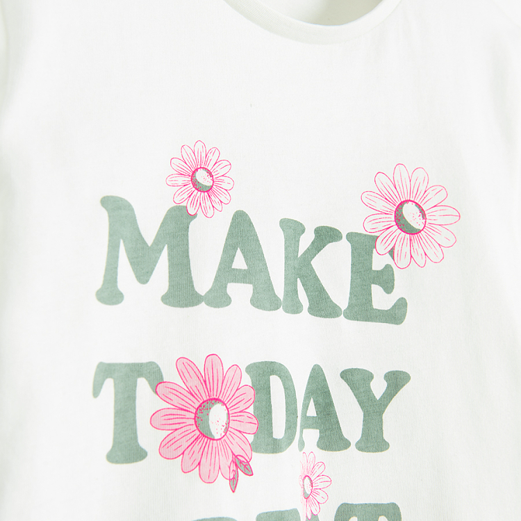 Μπλούζα μακρυμάνικη λευκή με στάμπα MAKE TODAY GREAT