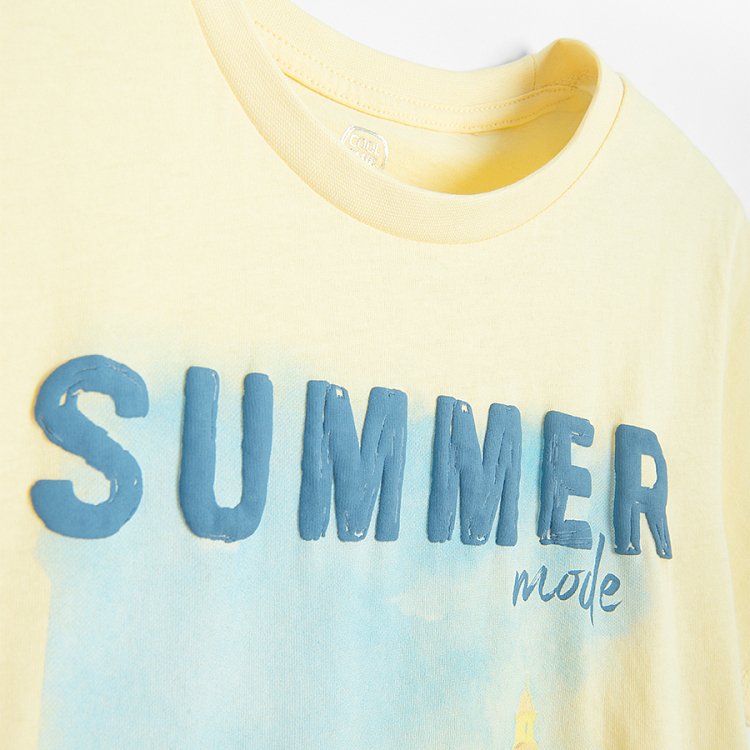 Μπλούζα κοντομάνικη κίτρινη με στάμπα SUMMER MODE