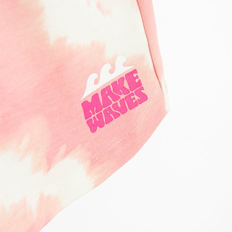 Σορτς λευκό και ροζ με εφέ tie dye