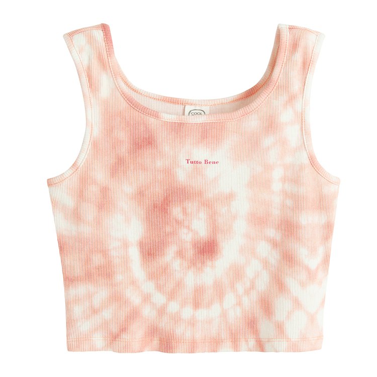 Σετ 2 τμχ. μπλούζα αμάνικη ροζ με εφέ tie dye και παντελόνα ροζ