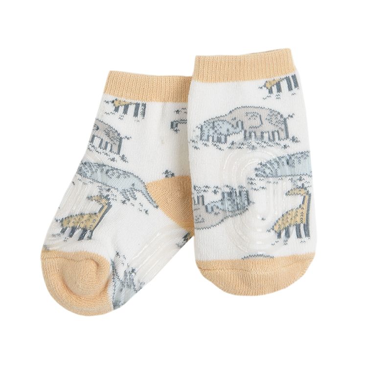 Κάλτσες με αντιολισθητικές σόλες με στάμπα ελέφαντα και καμηλοπάρδαλη