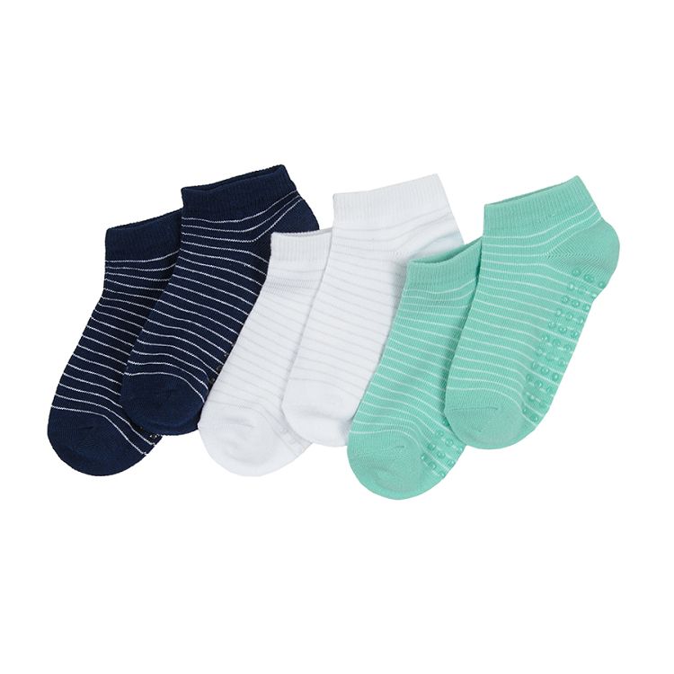 Κάλτσες 3 ζεύγη μπλε, λευκό και γαλάζιο με αντιολισθητικές σόλες