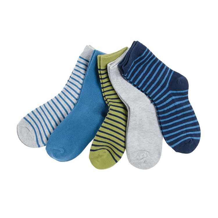 Grey green and blue monochrome socks- 5 pack