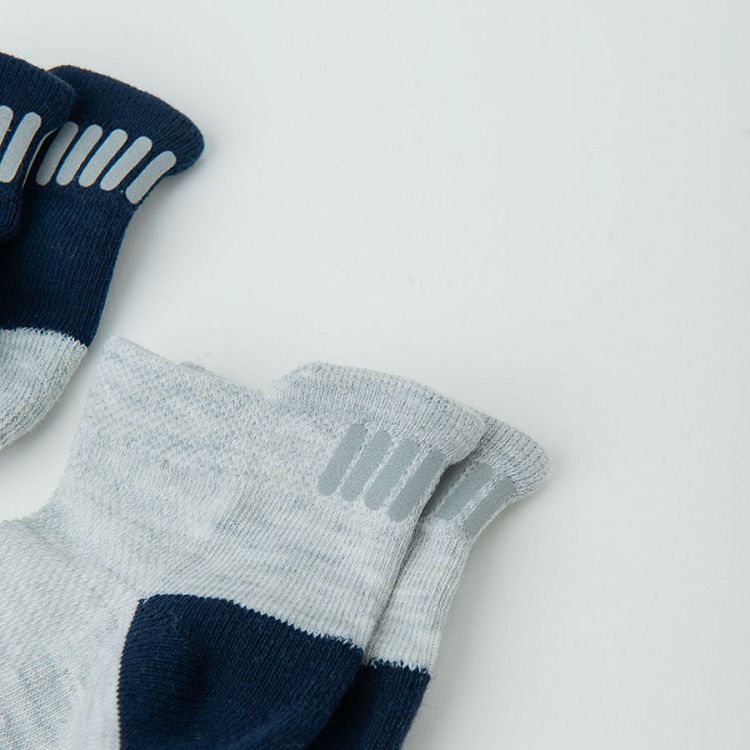White, blue and grey checked socks- 3 pack