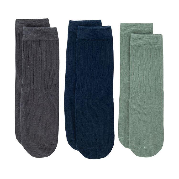 Green, blue and grey socks- 3 pack