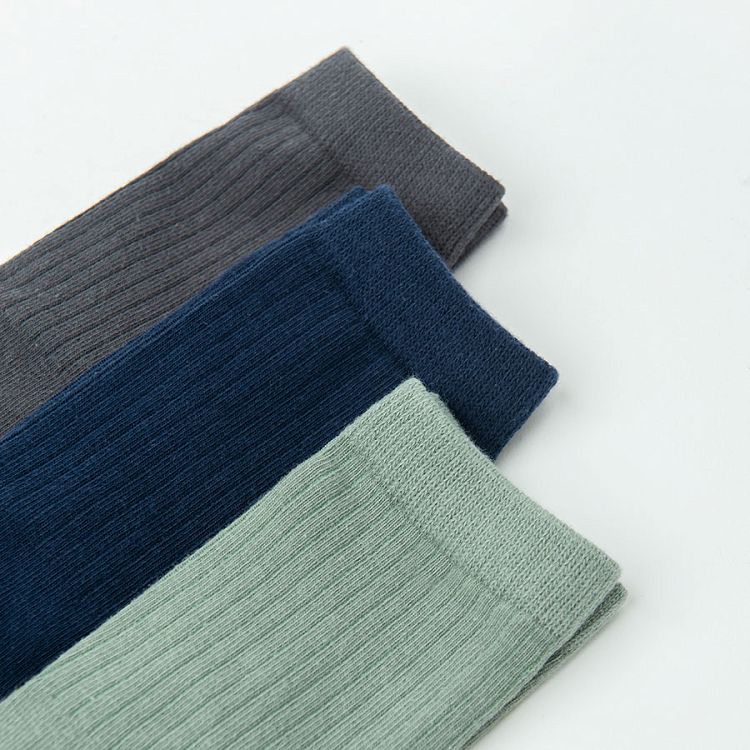 Green, blue and grey socks- 3 pack
