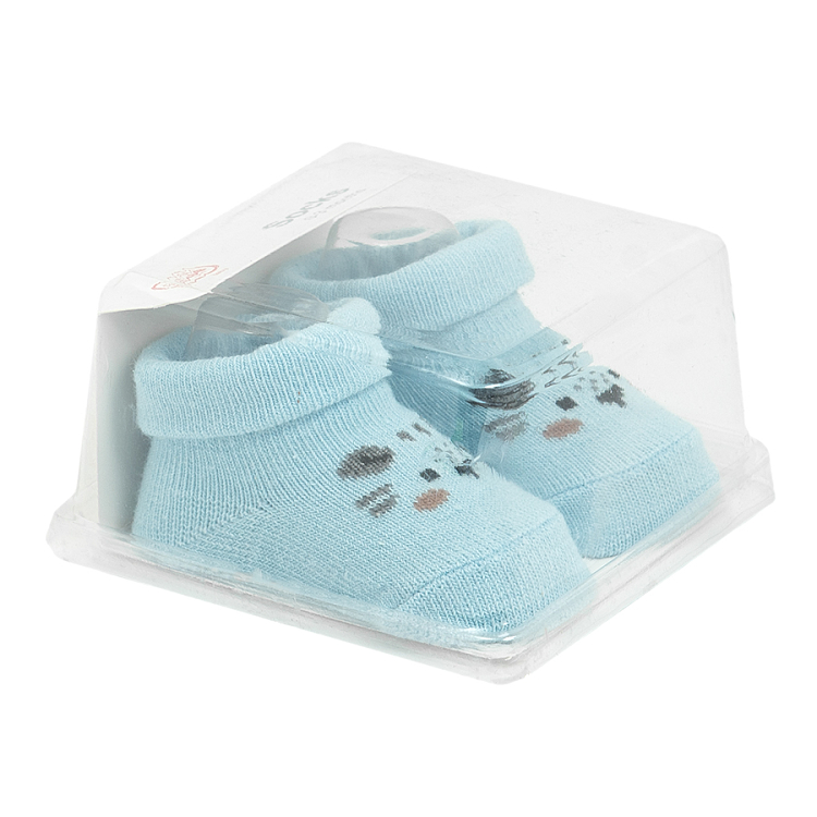 Blue baby socks with lion print
