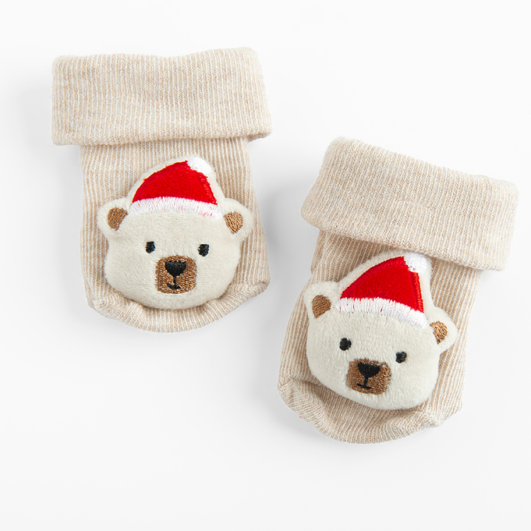 Κάλτσες μπεζ χριστουγεννιάτικες