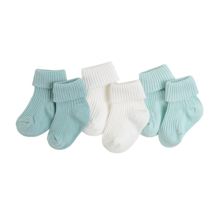 Κάλτσες 3 ζεύγη γαλάζιες και λευκές