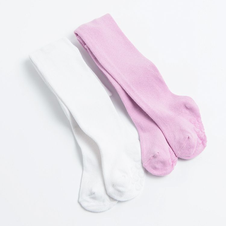 White and pink tights 2 pack