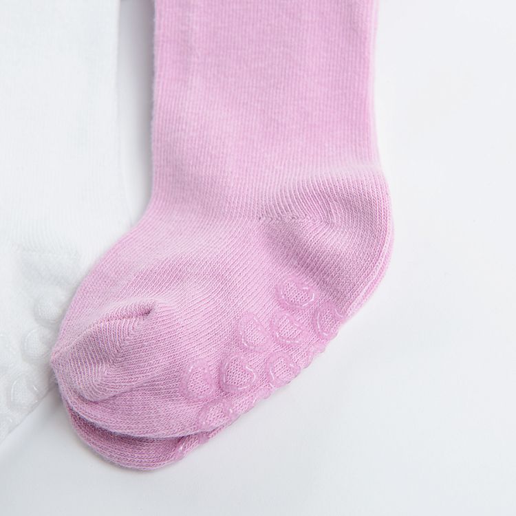 White and pink tights 2 pack