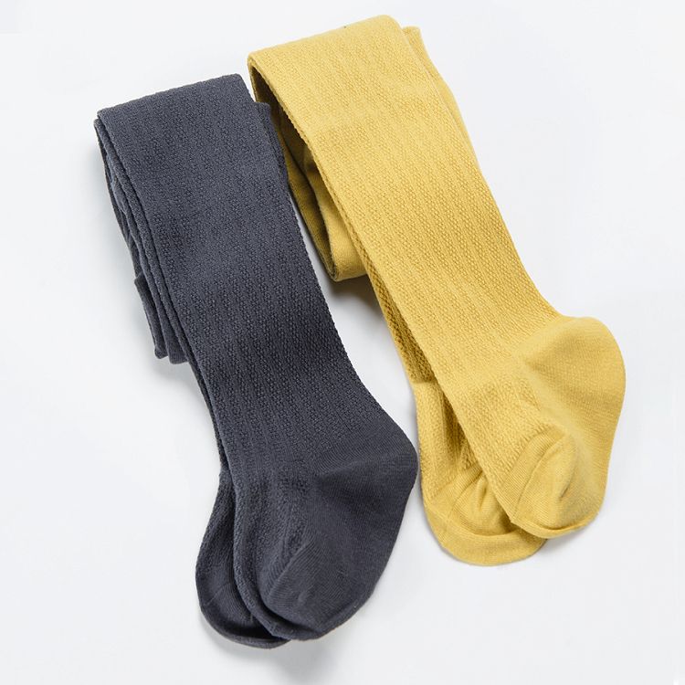 Yellow and dark grey tights 2-pack