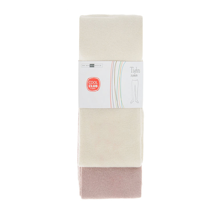 Beige and pink tights 2-pack