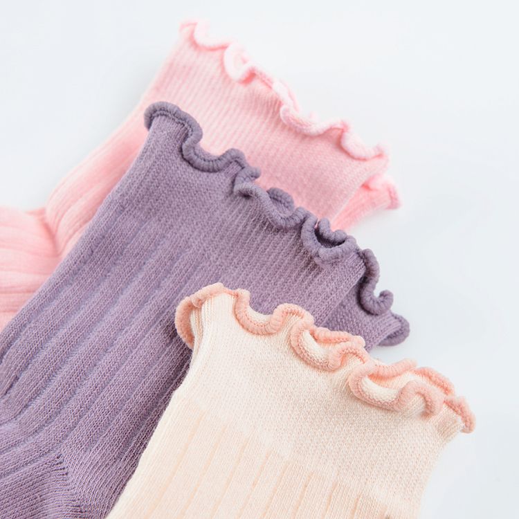 Κάλτσες 5 ζεύγη ροζ, λευκές, μωβ και μπεζ