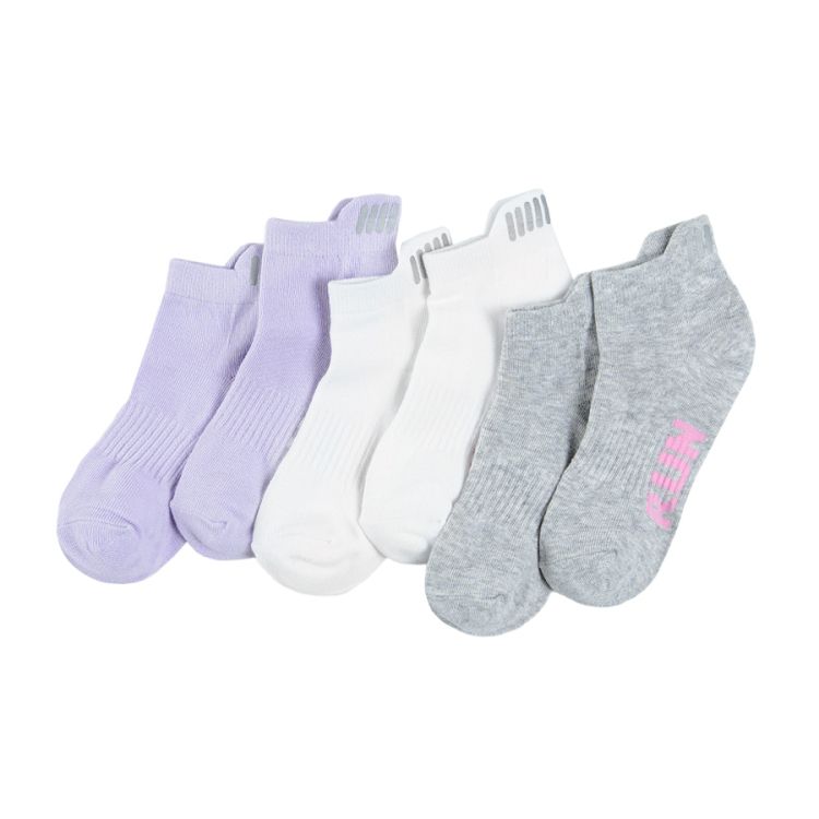 White purple and grey sports socks 3 pack