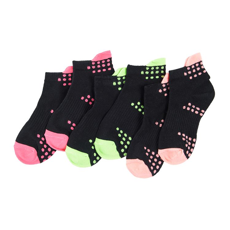 Black with colored polka dot socks 3-pack