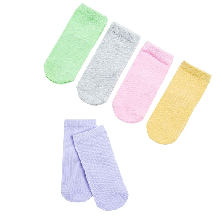 Pastel colors ribbed socks- 5 pack