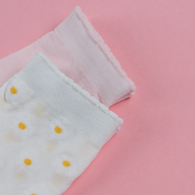 Pink and white with daisies ankle socks - 2pack